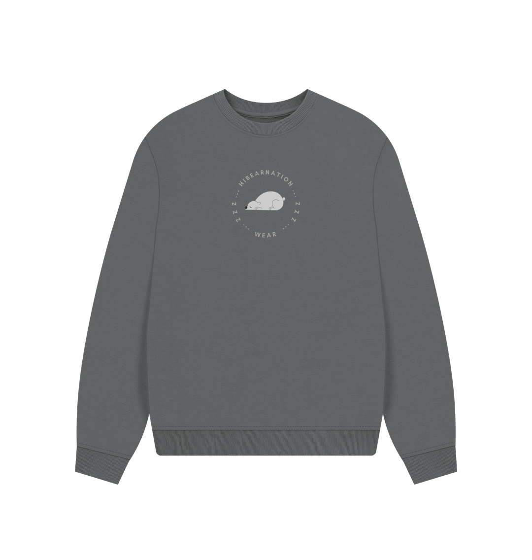 Slate Grey Polar Bear Womens Loungewear Over-sized Sweater