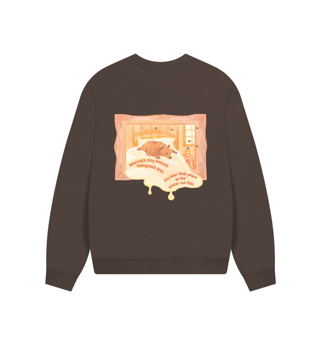 Hibernate cozy beneath Honeycomb skies, the Bear finds Peace as the Winter Sun flies