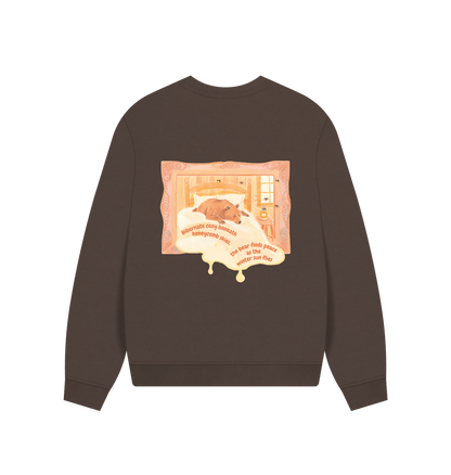 Hibernate cozy beneath Honeycomb skies, the Bear finds Peace as the Winter Sun flies