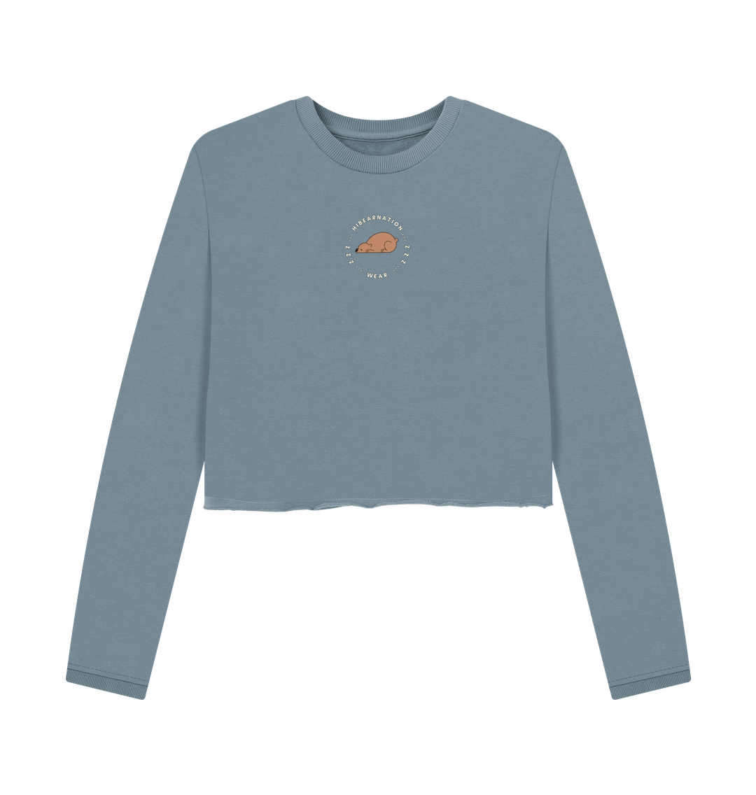 Stone Blue Printed Boxy Jumpers Front