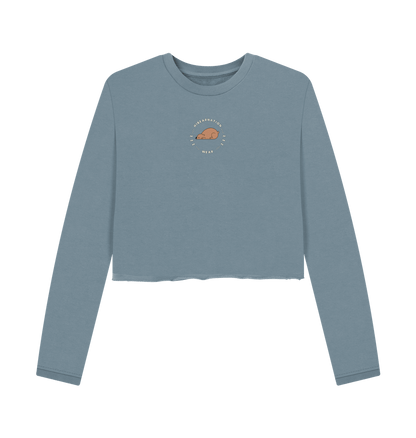 Stone Blue Printed Boxy Jumpers Front
