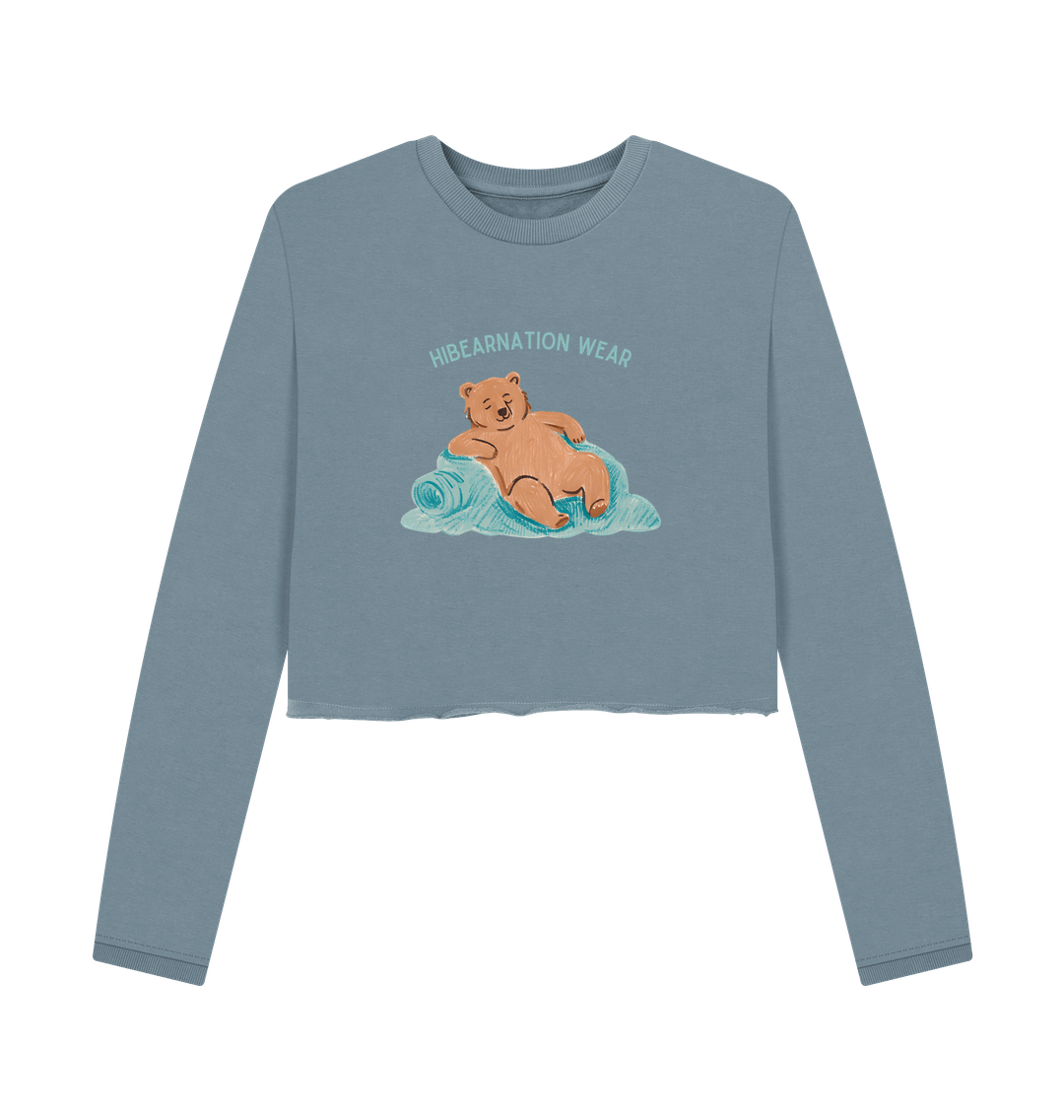 Stone Blue The Quiet Roar of Grizzly's Rest Blue Font Coloured Fabric