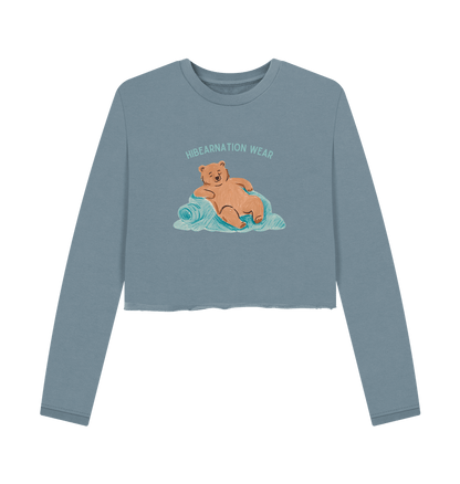 Stone Blue The Quiet Roar of Grizzly's Rest Blue Font Coloured Fabric
