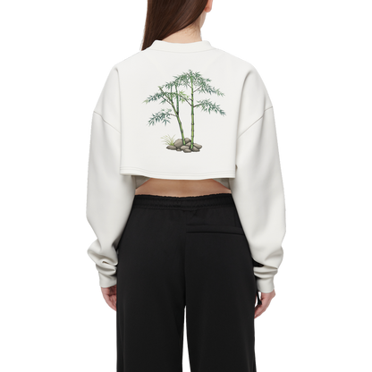 Women's Cropped Crewneck Sweatshirt-Techno Scuba Knit