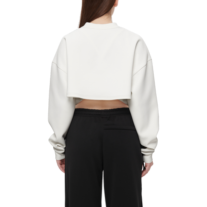 Women's Cropped Crewneck Sweatshirt-Techno Scuba Knit