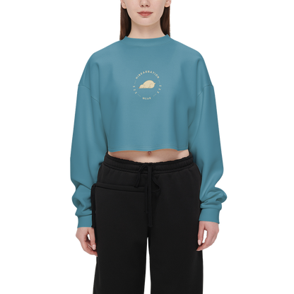 Women's Cropped Crewneck Sweatshirt-Techno Scuba Knit