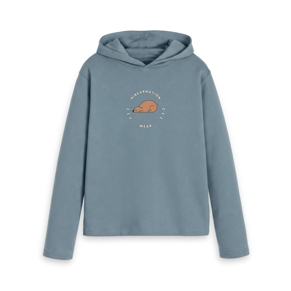 Stone Blue Printed Hoody Front