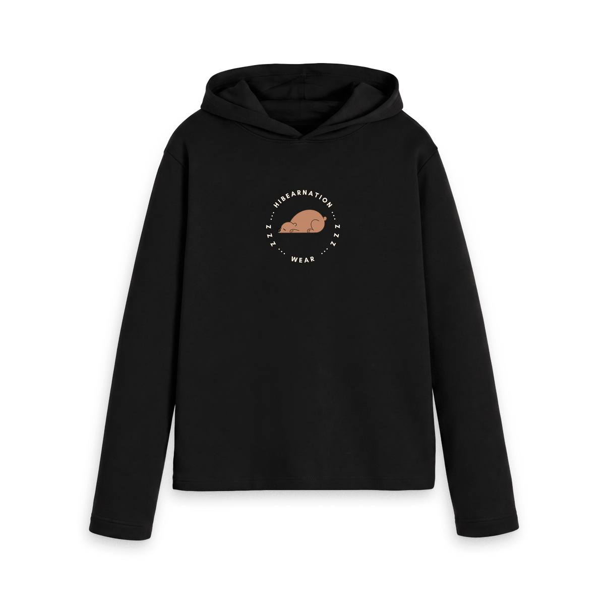 Black Printed Hoody Front