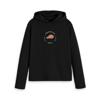 Black Printed Hoody Front