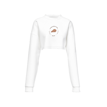 Women's Cropped Crewneck Sweatshirt-Techno Scuba Knit