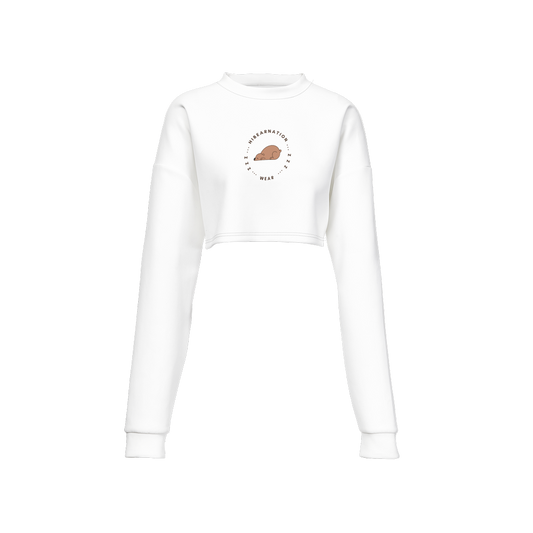 Women's Cropped Crewneck Sweatshirt-Techno Scuba Knit