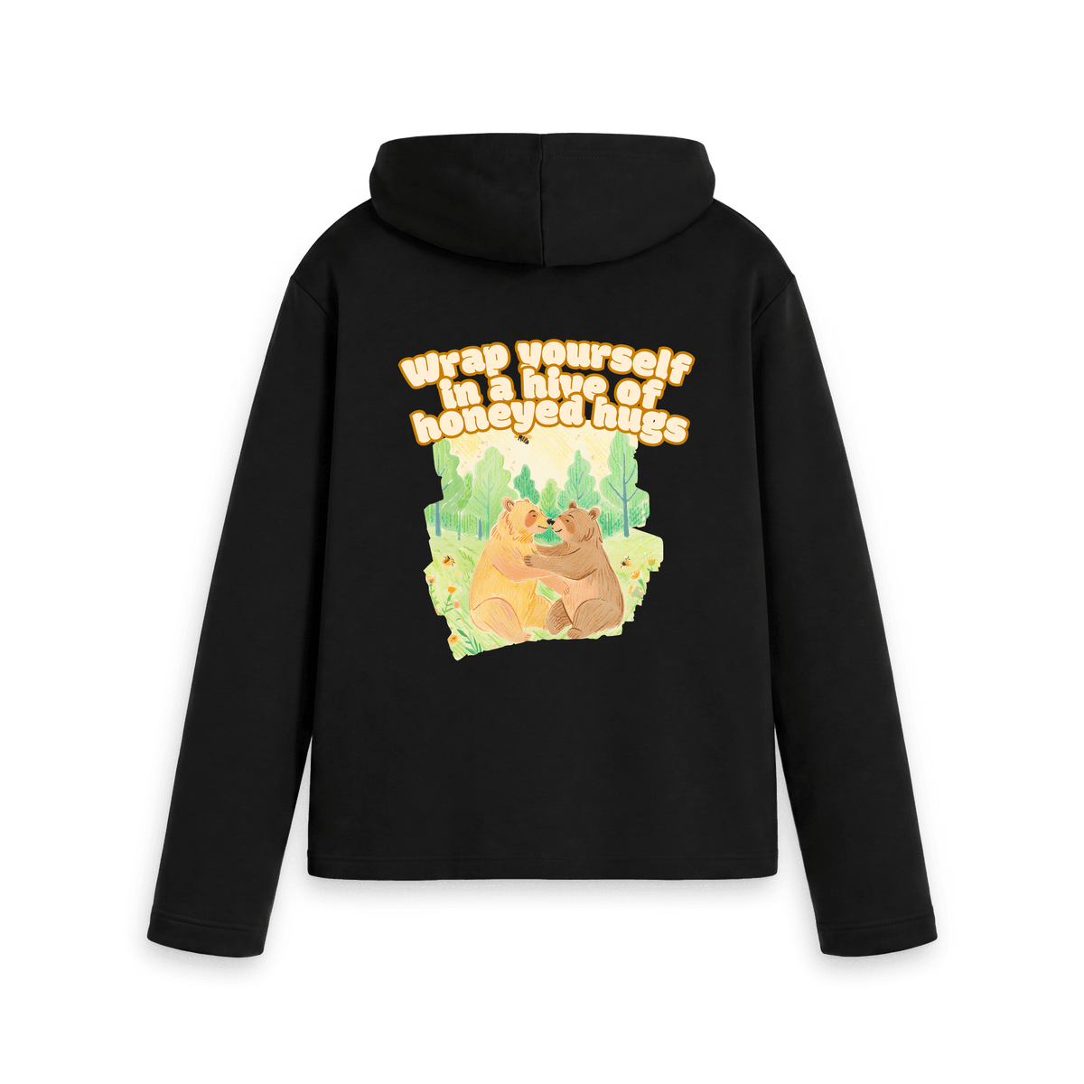 Black Printed Hoody Back