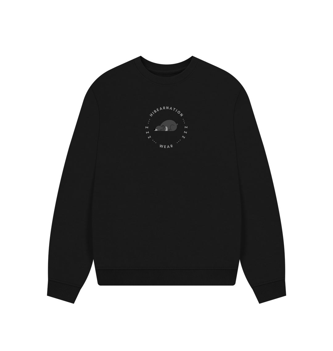 Black Sloth Bear Womens Oversized Loungewear Sweater