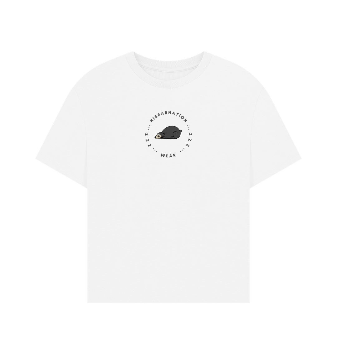 White Spectacled Bear Womens Oversized T Shirt