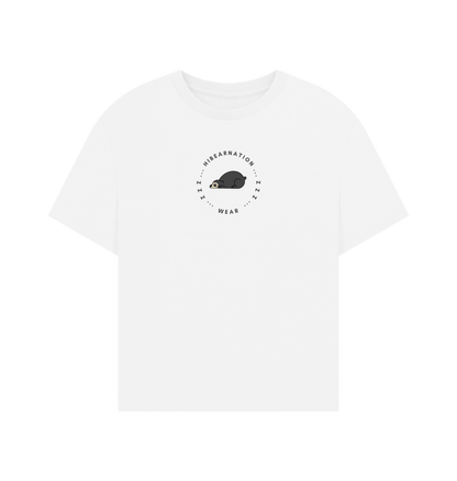 White Spectacled Bear Womens Oversized T Shirt