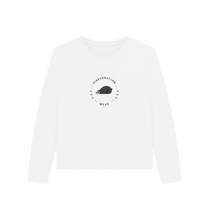 White Women Spectacled Bear Heavyweight Long Sleeve T-Shirt