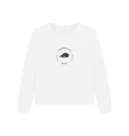 White Women Sun Bear Heavyweight Long Sleeve T-Shirt
