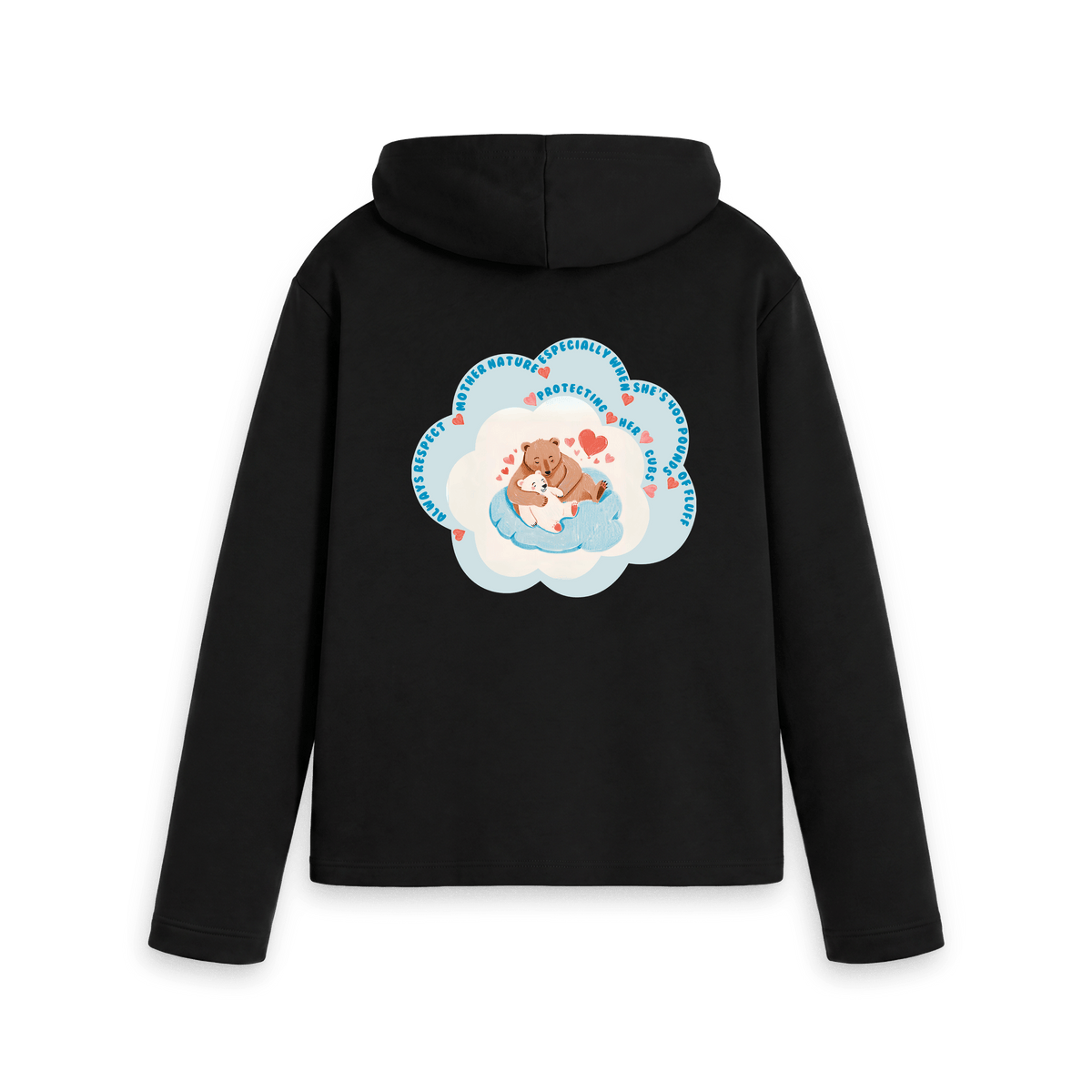 Black Printed Hoody Back