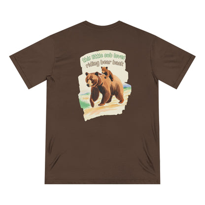 this cubs loves riding bear back I