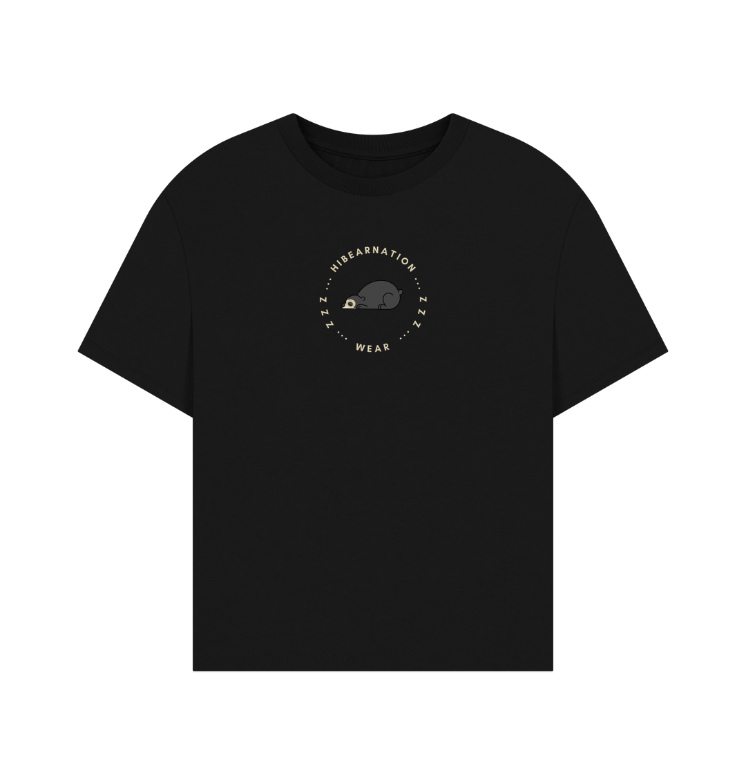 Black Spectacled Bear Womens Oversized Top