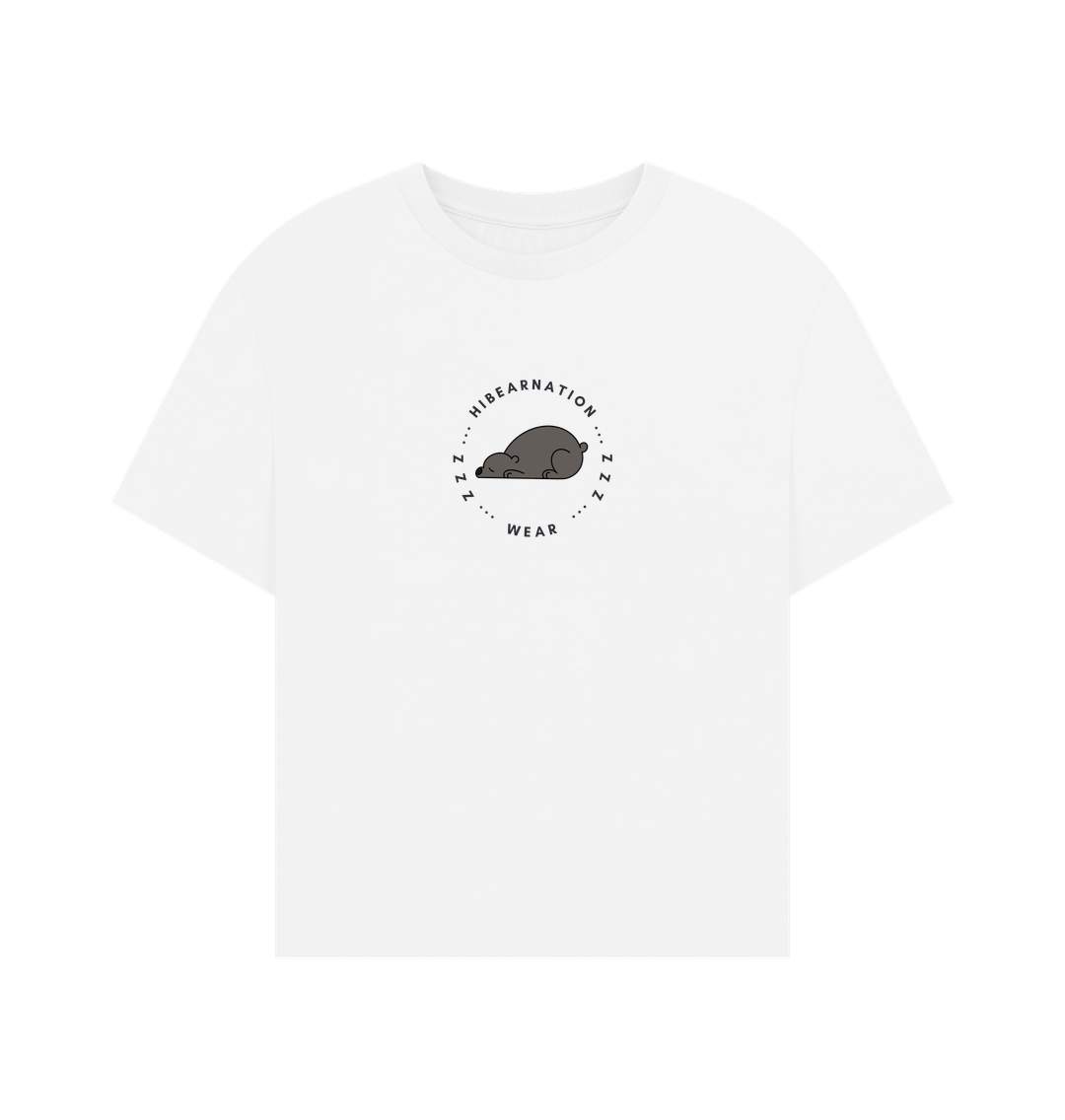 White Black Bear Oversized Womens Top