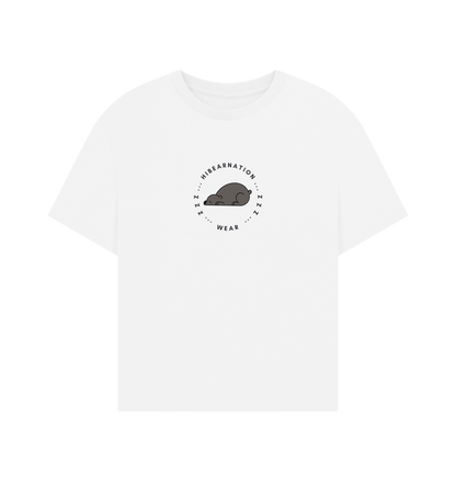 White Black Bear Oversized Womens Top