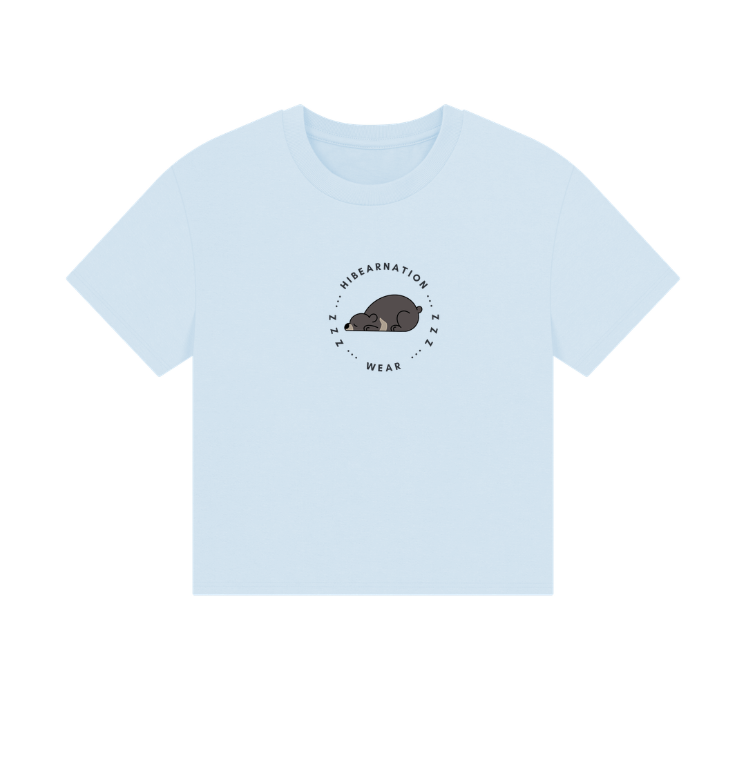 Sky Blue Moon Bear Women's Boxy Tee