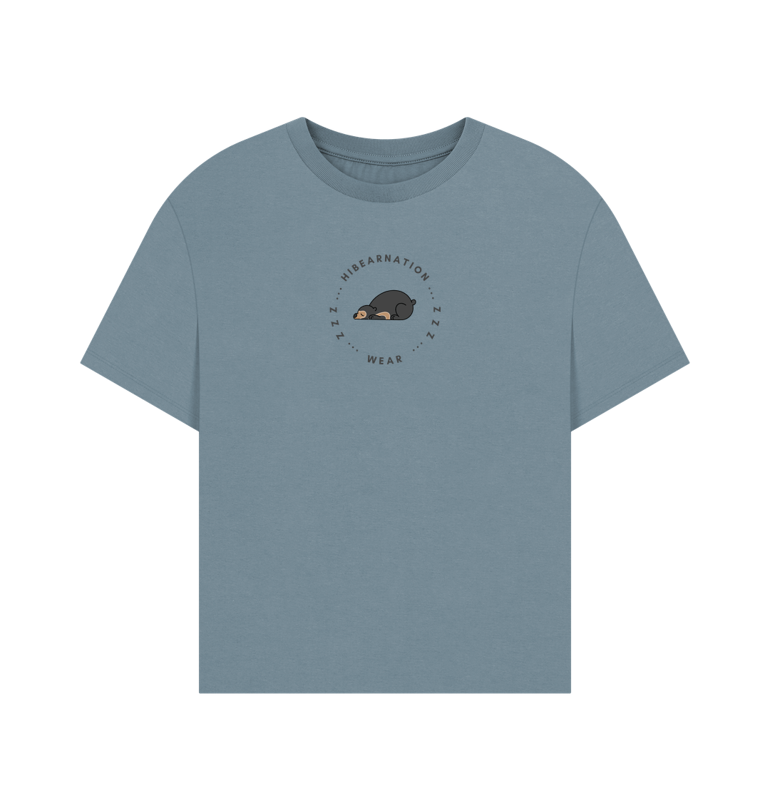 Stone Blue Sun Bear Oversized Dark Font