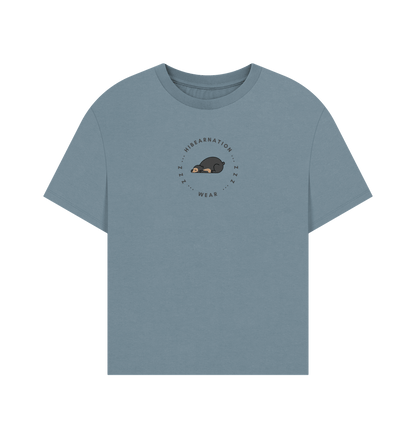 Stone Blue Sun Bear Oversized Dark Font