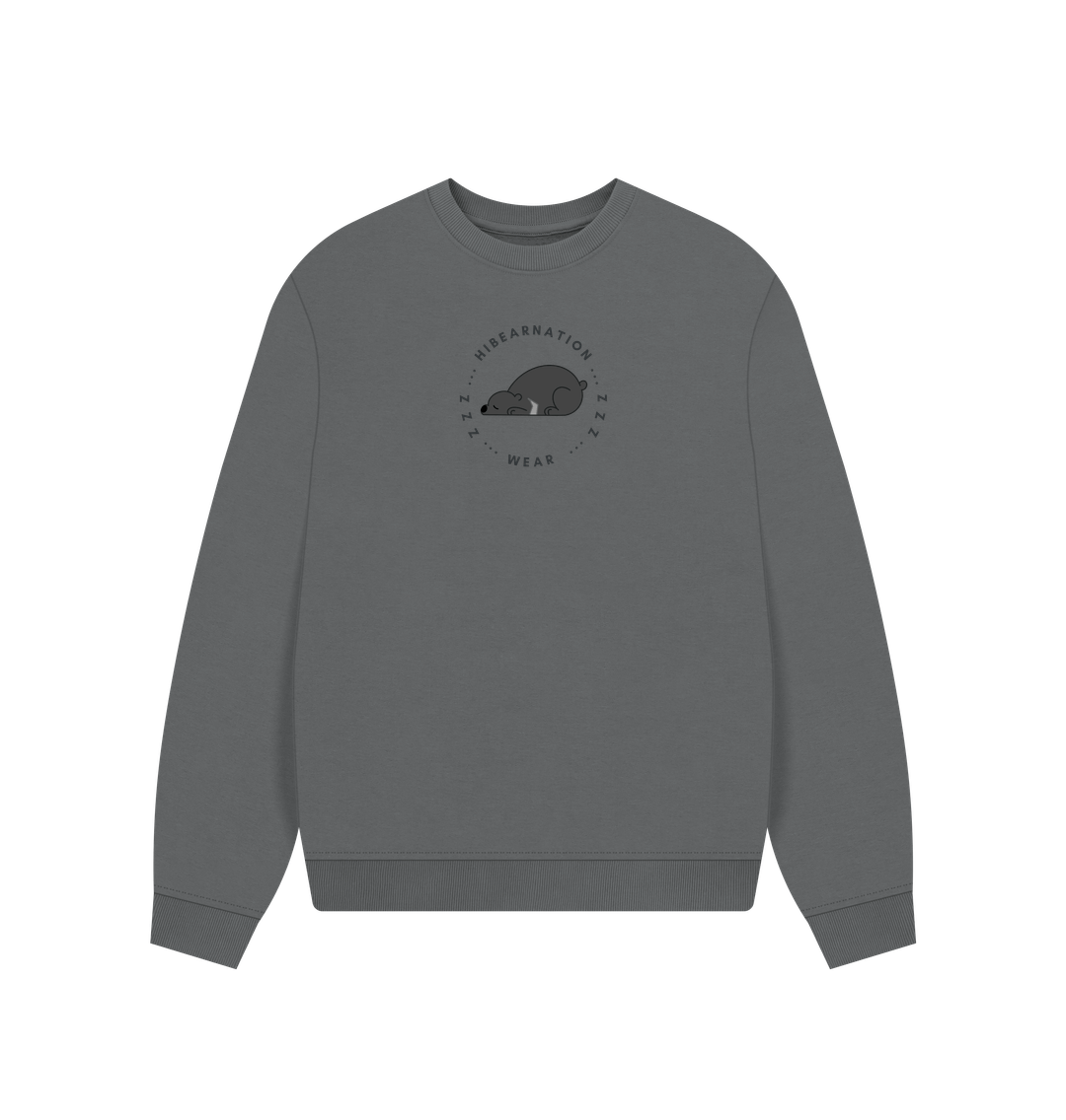 Slate Grey Sloth Bear Women's Oversized Sweater