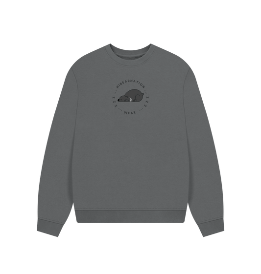 Slate Grey Sloth Bear Women's Oversized Sweater