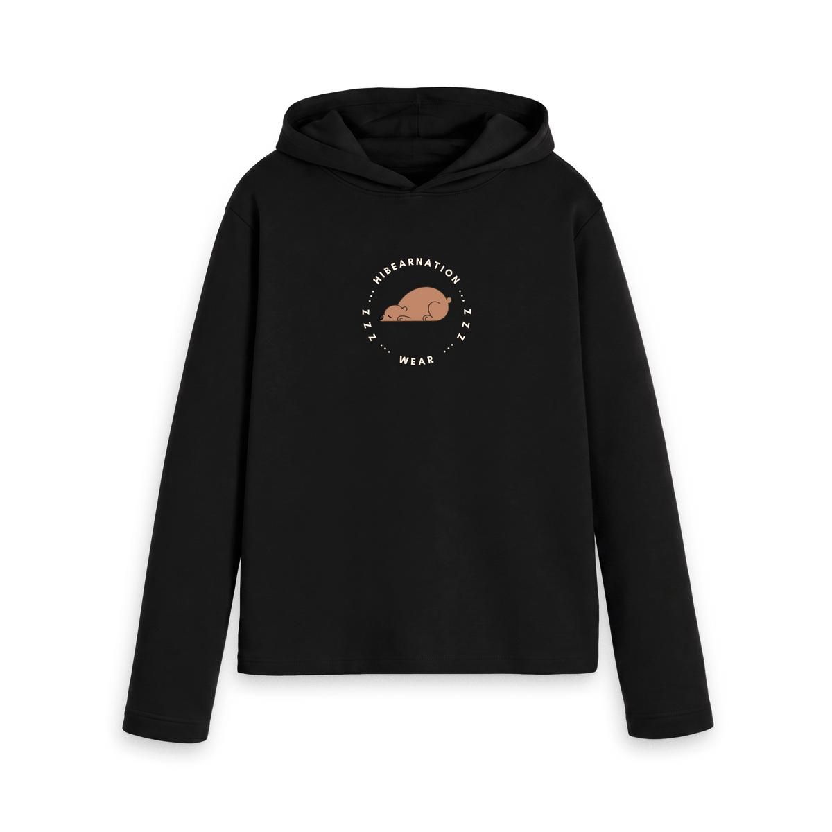 Black Printed Hoody Front