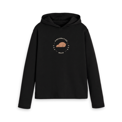 Black Printed Hoody Front