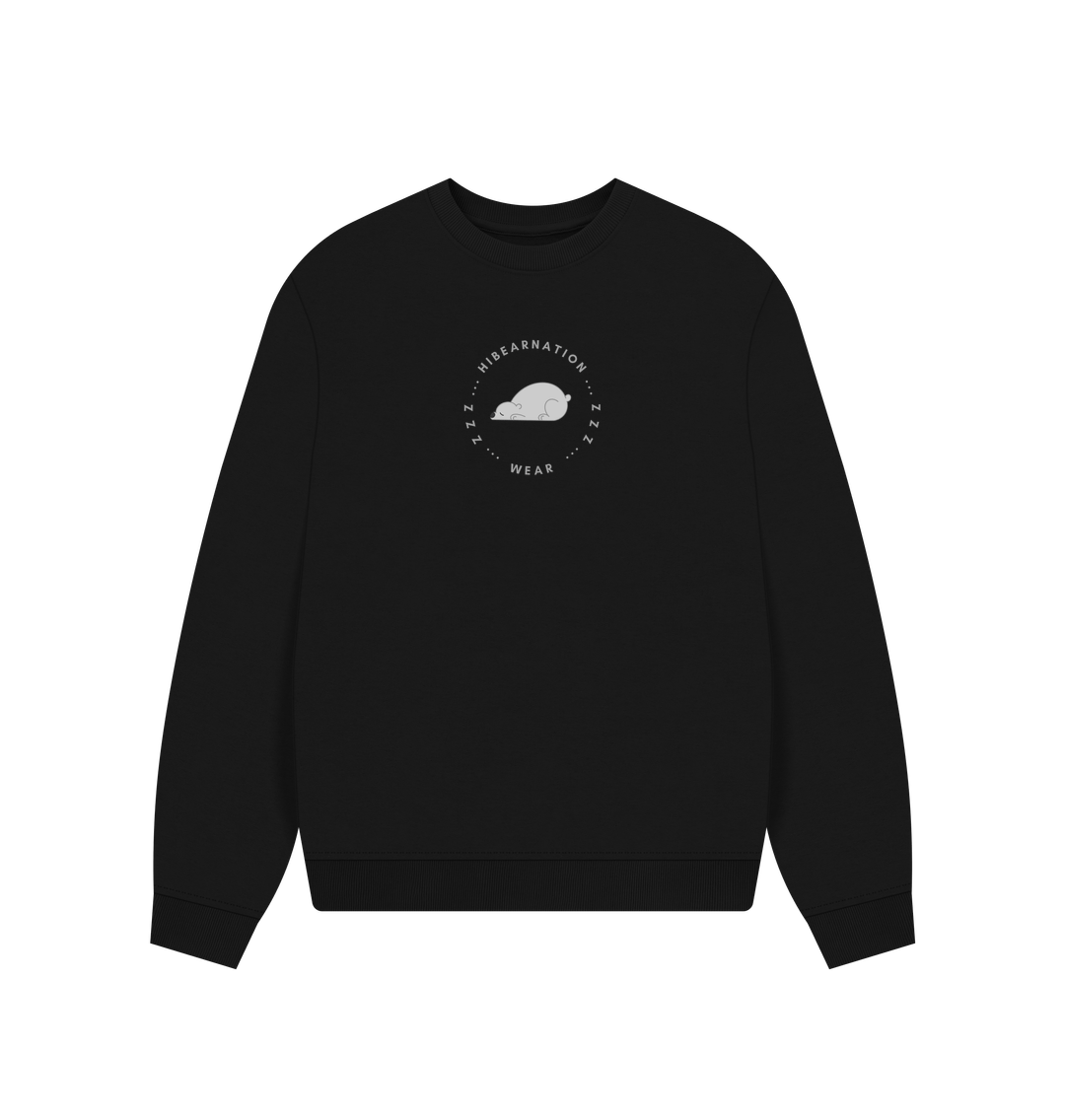 Black Polar Bear Womens Loungewear Over-sized Sweater