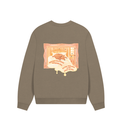 Hibernate cozy beneath Honeycomb skies, the Bear finds Peace as the Winter Sun flies
