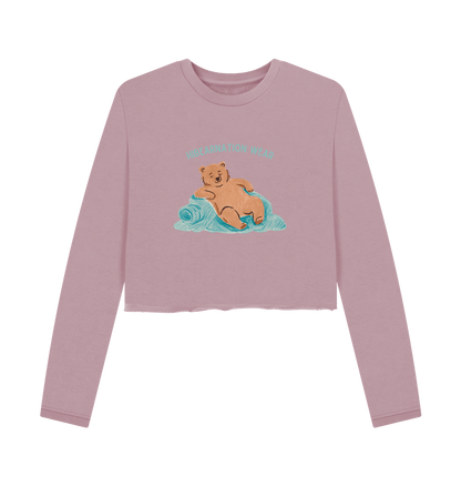 Mauve The Quiet Roar of Grizzly's Rest Blue Font Coloured Fabric