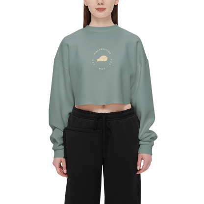 Women's Cropped Crewneck Sweatshirt-Techno Scuba Knit