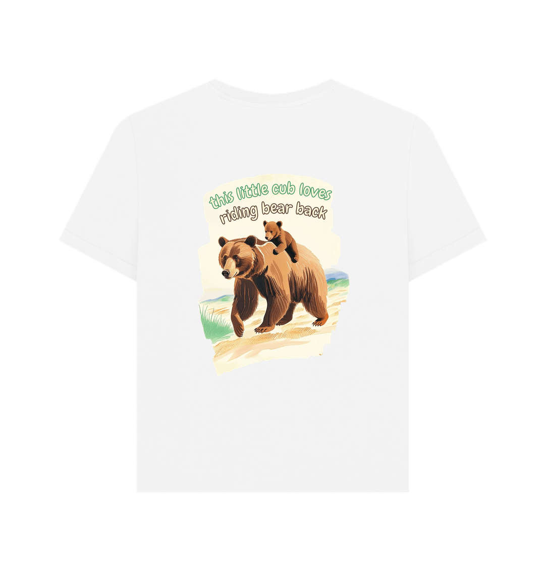 this little cub loves riding bear back