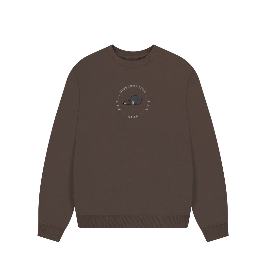 Chocolate Sloth Bear Womens Oversized Loungewear Sweater