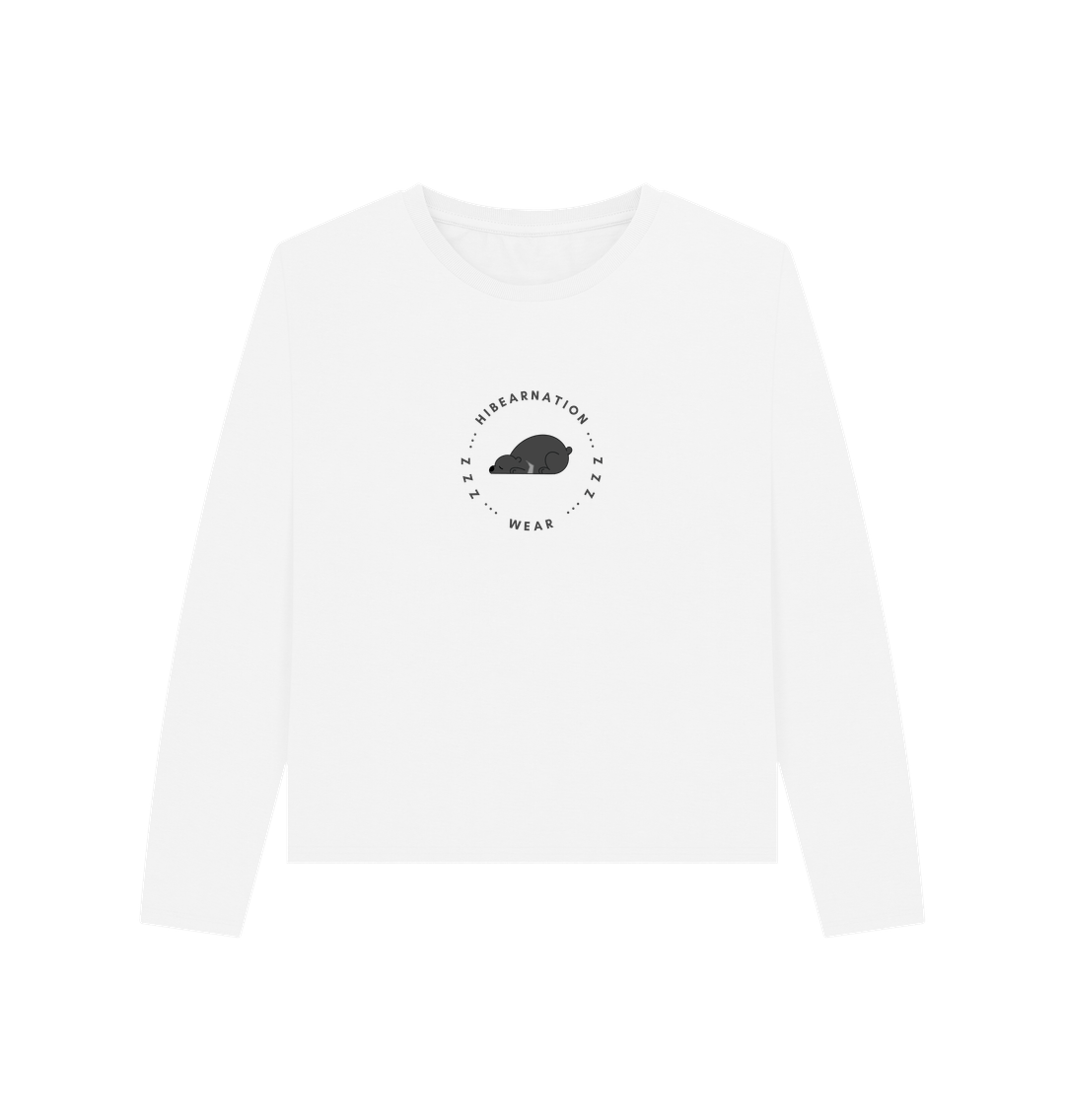 White Women Moon Bear Heavyweight Long Sleeve T-Shirt