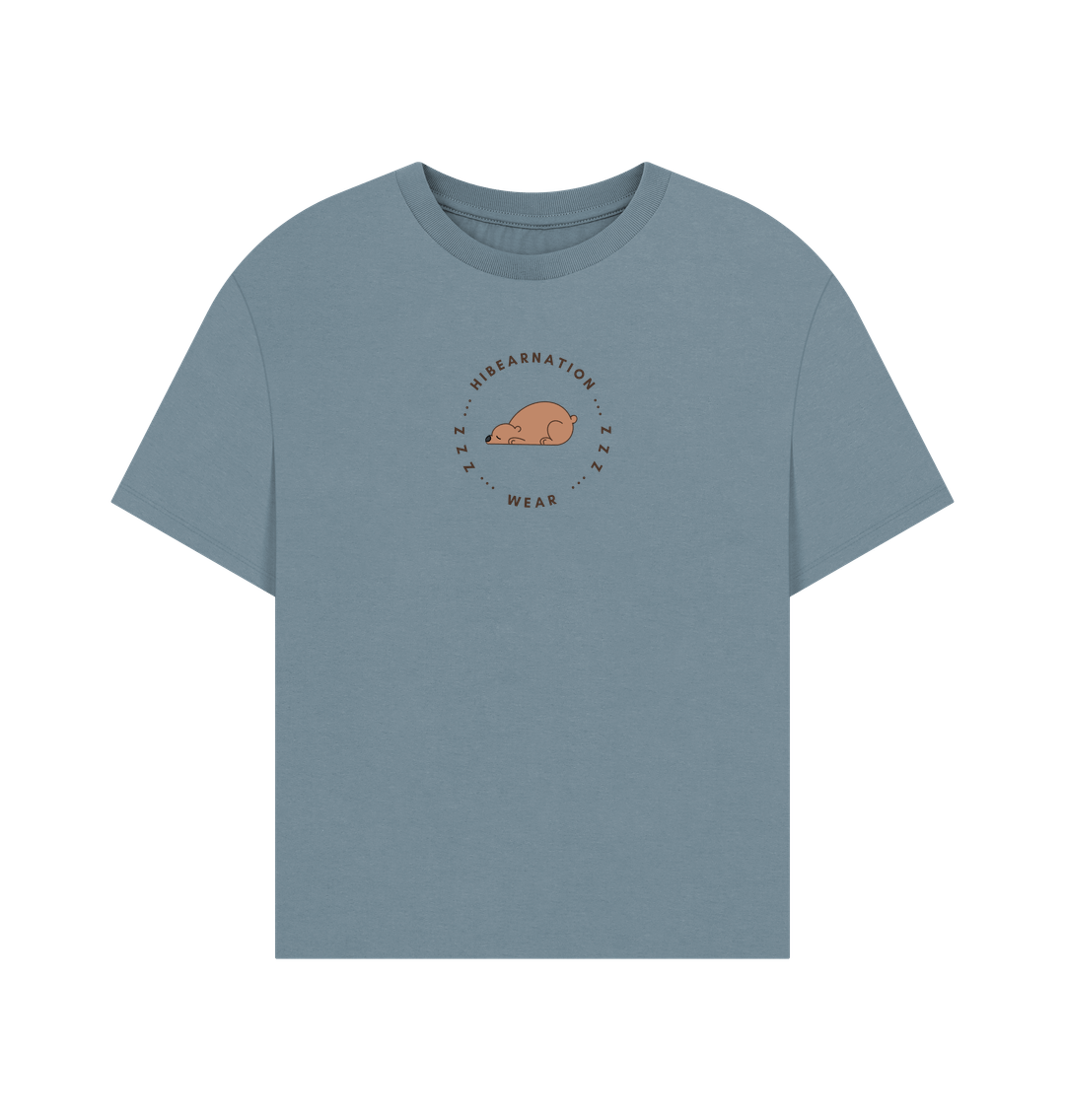 Stone Blue Grizzly Oversized Women Top
