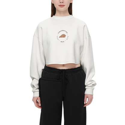 Women's Cropped Crewneck Sweatshirt-Techno Scuba Knit