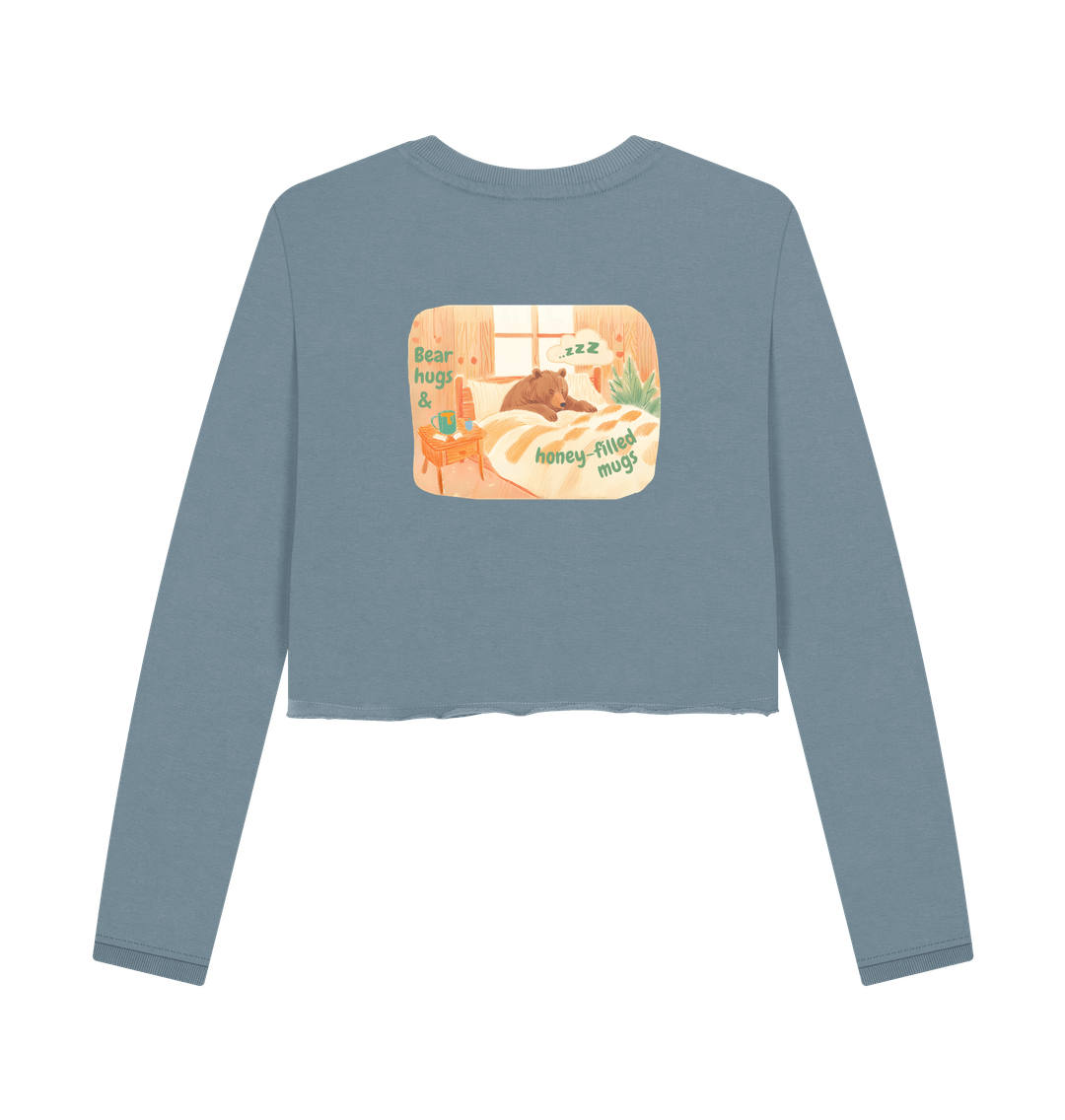 Stone Blue Printed Boxy Jumpers Back