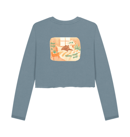 Stone Blue Printed Boxy Jumpers Back