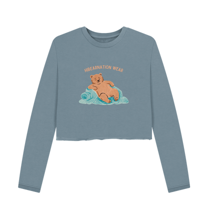 Stone Blue Printed Boxy Jumpers Front