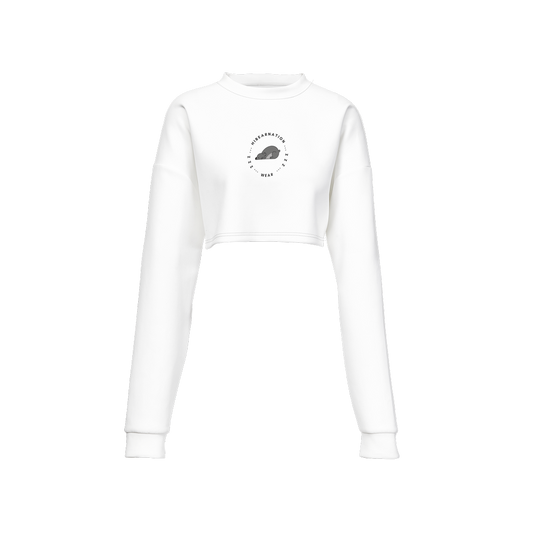 Women's Cropped Crewneck Sweatshirt-Techno Scuba Knit