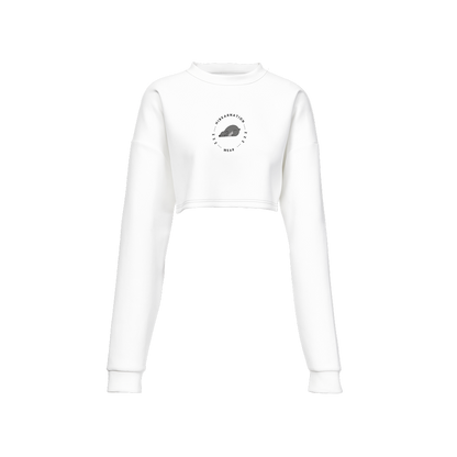 Women's Cropped Crewneck Sweatshirt-Techno Scuba Knit