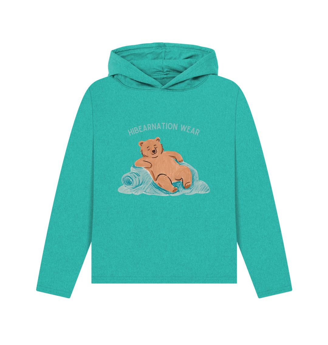 Seagrass Green No Time for Grizzly Business Blue Font Colourful Fabric
