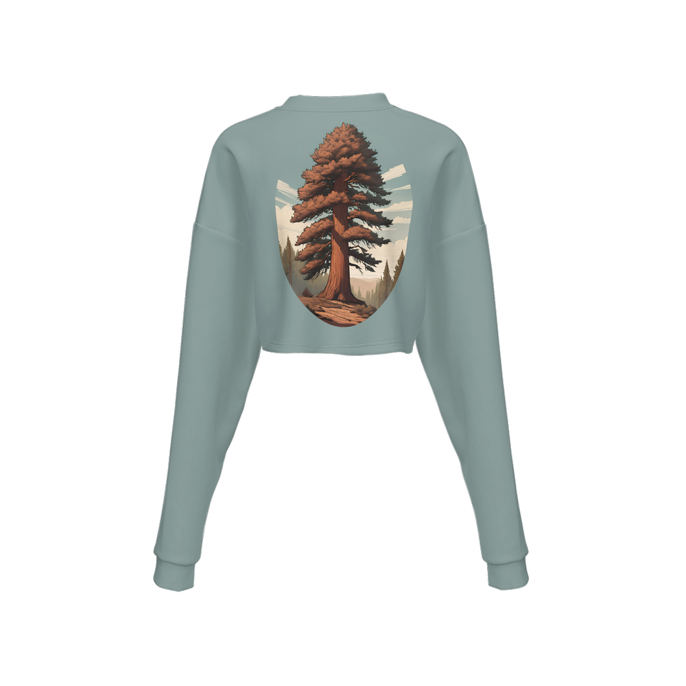 Women's Cropped Crewneck Sweatshirt-Techno Scuba Knit
