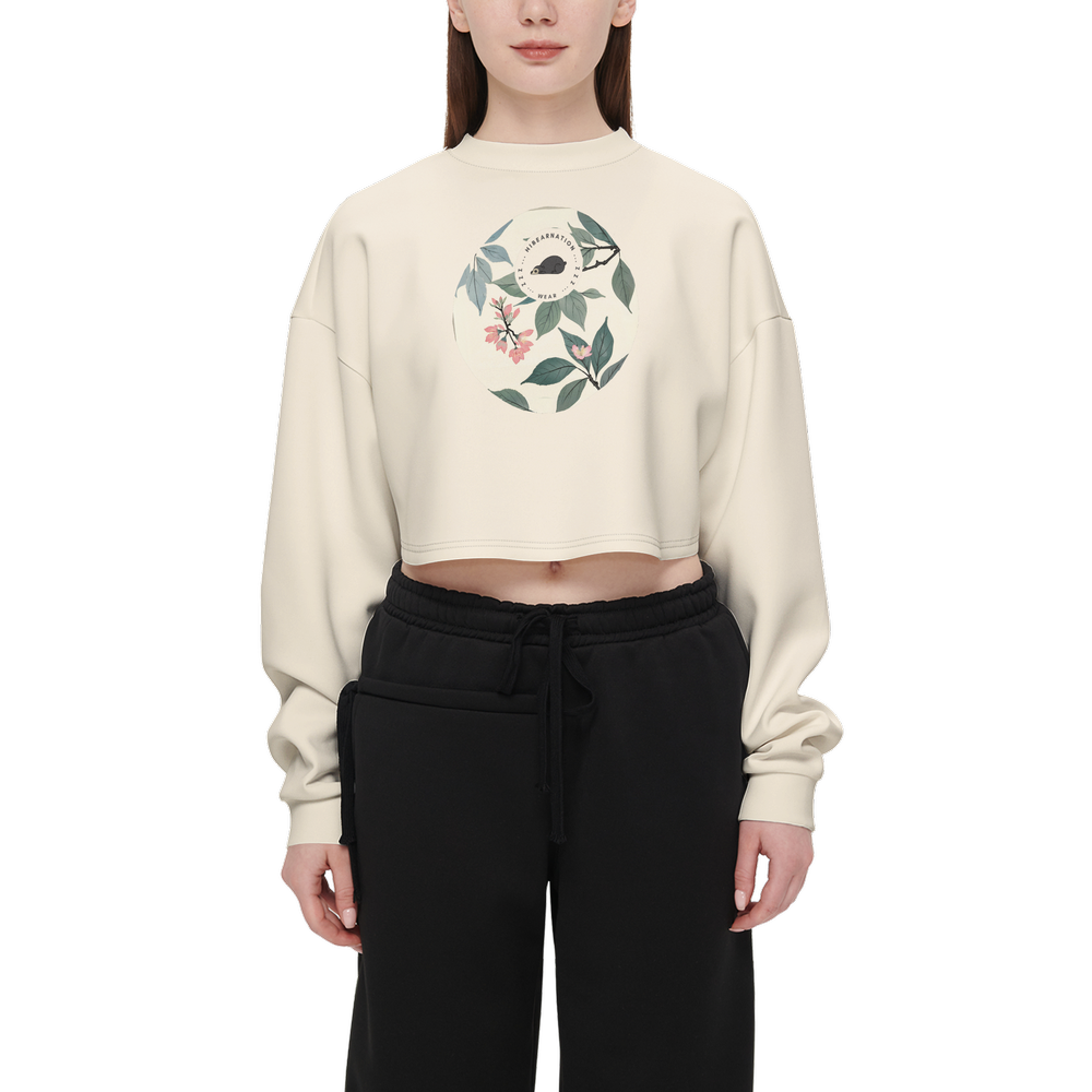 Women's Spectacled Bear Cropped Crewneck Sweatshirt-Techno Scuba Knit